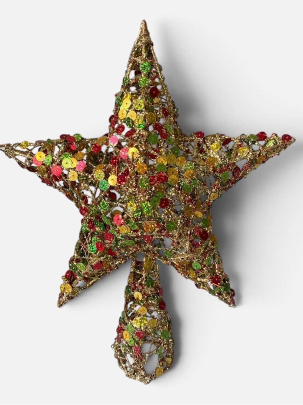 Red & Gold Glitter Sequin Star Christmas Tree Topper